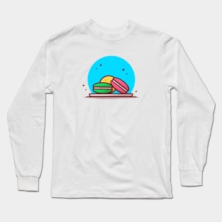 Macaroon On Plate Cartoon Vector Icon Illustration Long Sleeve T-Shirt